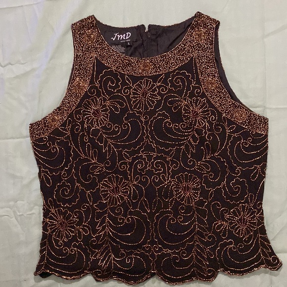 Vintage Beaded Sleeveless blouse with floral design Used in Good condition - Picture 1 of 13
